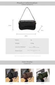 Detailed size chart and multi-color display of large vintage PU leather underarm bag
