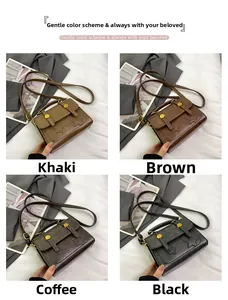 Collage of retro messenger bags in khaki, brown, coffee, and black matte leather