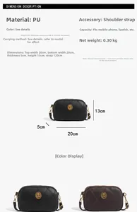 Vue détaillée du cuir PU matelassé en losanges et du logo métallique sur un sac bandoulière