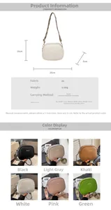 Detailed size specifications for the stylish PU leather round bag with printed wide strap
