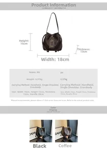 Tableau des tailles et spécifications du sac seau en cuir PU matelassé avec les dimensions