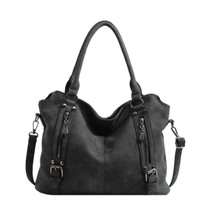 Sac fourre-tout vintage gris anthracite à grande capacité et bandoulière polyvalente