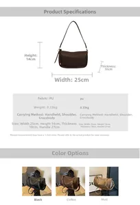 Detailed size specifications for a retro Boston bag with dimensions and multi-color options