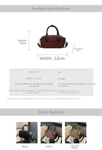 Detailed view of boston mini bag dimensions 22x12x8cm in matte suede and pu leather