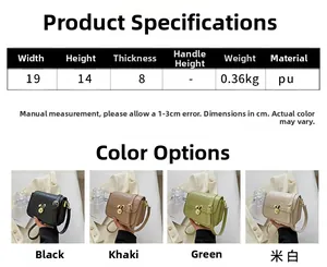 Detailed infographic of four quilted PU crossbody bags with cute bunny metal locks