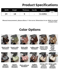 Detailed size chart and multi-color options for stylish PU leather crossbody bags