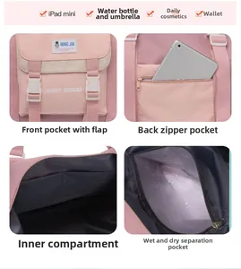 Detailansicht der Reisetasche mit wasserdichtem Nassfach und praktischer Innenaufteilung