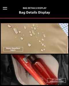 Waterproof fabric detail and dry-wet separation pocket of the nylon travel bag