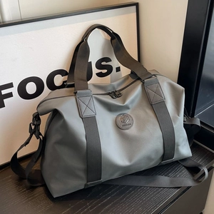 Waterproof dark grey Oxford cloth travel bag with reinforced handles and shoulder strap