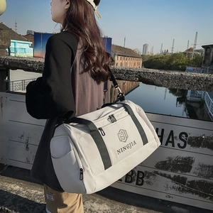 Large Capacity Nylon Travel Bag Women Waterproof Gym Duffel Bag Weekender Overnight Bag With Shoe Compartment NINGJIA