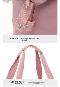 Detail der pinkfarbenen Reisetasche mit SBS-Reißverschluss und seitlichen Metalldruckknöpfen