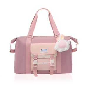 Rosa wasserdichte Nylon Reisetasche mit großem Fassungsvermögen und Hasenanhänger