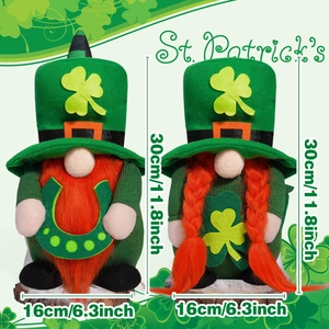 St. Patrick's Day gnomes pair with green hats and orange beards for holiday decoration