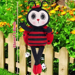 Cute 13.8 inch ladybug plush toy with long legs and red bow for spring festive decoration