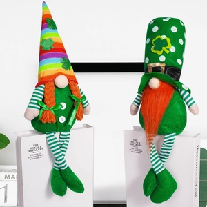 St. Patrick's Day Gnomes Plush Polyester Clover Rainbow Striped Hat Faceless Doll Irish Lucky Ornament For Home Table Decor