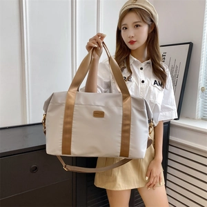 Sac de voyage en tissu Oxford grande capacité avec bandoulière réglable couleur beige