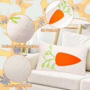 Easter carrot decorative pillowcase with 3D applique pattern and detailed stitching