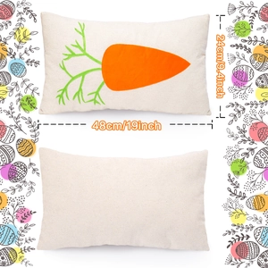 Easter carrot lumbar pillow cover 48x24cm with textured cream fabric and orange pattern