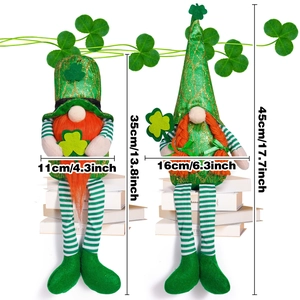 Pair of St. Patrick's Day gnomes with green hats and orange beards in various sizes
