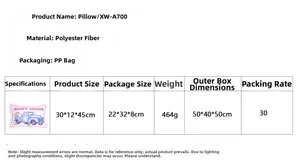 Detailed size specifications and material chart for the Easter truck decorative pillow