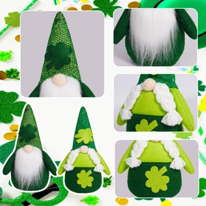 Détails de gnomes de la Saint-Patrick avec chapeaux à paillettes et trèfles en feutre