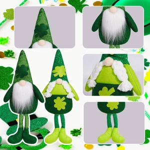 Détails de gnomes de la Saint-Patrick avec chapeaux à paillettes et trèfles