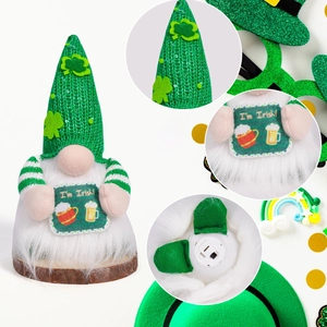 Light-up St. Patrick's Day gnome with green shamrock hat and I'm Irish sign