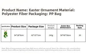 Detailed dimensions and polyester material specifications for Easter bunny ear wreath