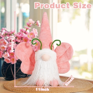 Gnome de Pâques papillon rose peluche ornement 13,5x11 pouces spécifications de taille