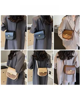 Collage de mannequins portant des sacs selle en noir, marron et beige élégant