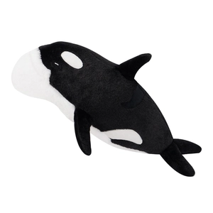 Realistic orca whale plush toy pillow in black and white finish for home sofa decor