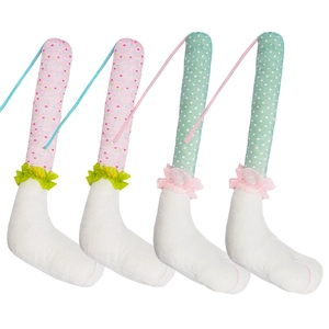 Easter bunny legs set with polka dot pattern and lace trim for festive decoration