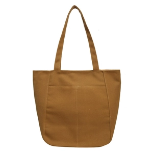 Bolso tote de lona marrón de gran capacidad con bolsillo frontal para uso diario