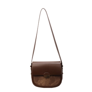 Sacoche selle rétro marron avec fermoir métallique demi-lune pour femmes