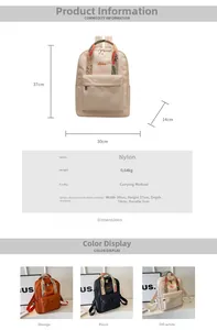 Tableau des tailles détaillé et spécifications pour le sac à dos en nylon minimaliste