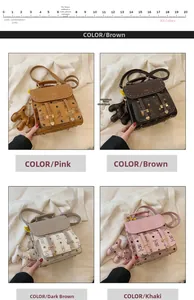 Détail de quatre couleurs de mini sacs à dos rétro avec motif d'ours et boucle en métal