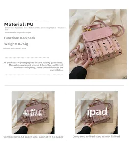 Spécifications de taille pour le mini sac à dos rose en similicuir avec ours