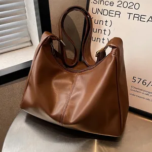 Women Minimalist PU Leather Hobo Bag Large Capacity Shoulder Crossbody Bag For Daily Office Stylish Ladies Handbag