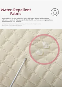 Waterproof and scratch-resistant beige quilted oxford fabric detail for travel bags