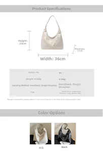 Detailed view of the large capacity PU leather hobo bag with specific size dimensions