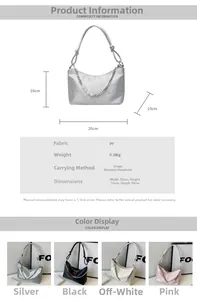 Detailed size specifications of the PU shoulder bag with chain and bead decoration