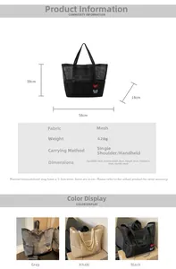 Size chart showing large canvas tote bag dimensions and embroidery details in centimeters