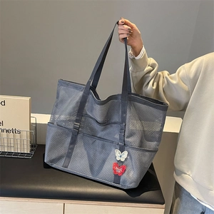 Γυναικεία Τσάντα Tote Μεγάλης Χωρητικότητας Διχτυωτή Κέντημα Πεταλούδας Πολλαπλών Τσεπών Τσάντα Ώμου για Παραλία Ψώνια Casual Στυλ