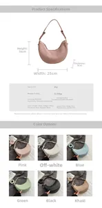Detailed size specifications for the dumpling bag with six macaron color options