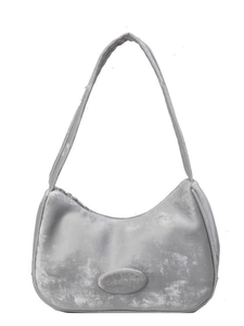 Borsa hobo minimalista in velluto argento con logo in rilievo per il pendolarismo quotidiano