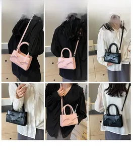 Multiple views showing styling options for the bow-knot mini tote bag in pink and black