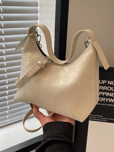 Women Fashion Metallic Crackle Texture PU Leather Hobo Bag Pleated Underarm Shoulder Crossbody Bag For Daily Party Use