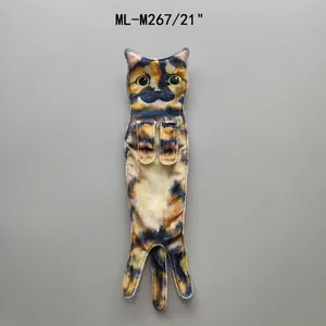 Dettaglio di asciugamano creativo a forma di gatto calico con stampa animale realistica da 21 pollici
