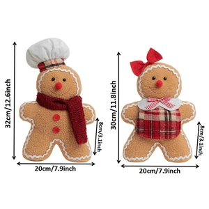 Christmas gingerbread man plush toy set with chef hat and bow tie festive decorations