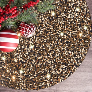 Sparkly Sequin Christmas Tree Skirt Round Festive Base Mat For Holiday Home Decor Sequin Tree Apron Accessories
